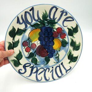 Gail Pittman Plate Hand Painted Ceramic 11" You Are Special Fruit Design Vintage